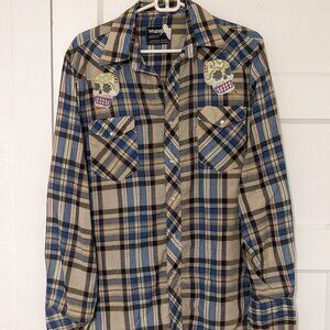 Triple Z Threads Vintage Wrangler Shirt with Skull Embroirdery